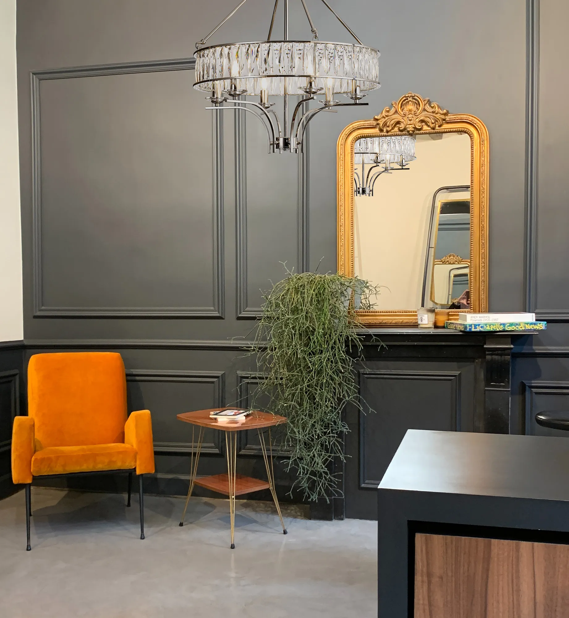 Vivienne Polished Nickel Crystal Ceiling Lights Diyas Ringed & Square Crystal Fittings